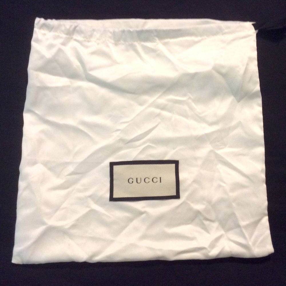 Gucci Ivory Square Silky Black Drawstring Dust Bag 10"
